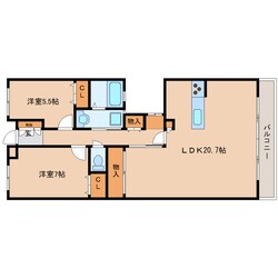 東生駒駅 徒歩5分 2階の物件間取画像